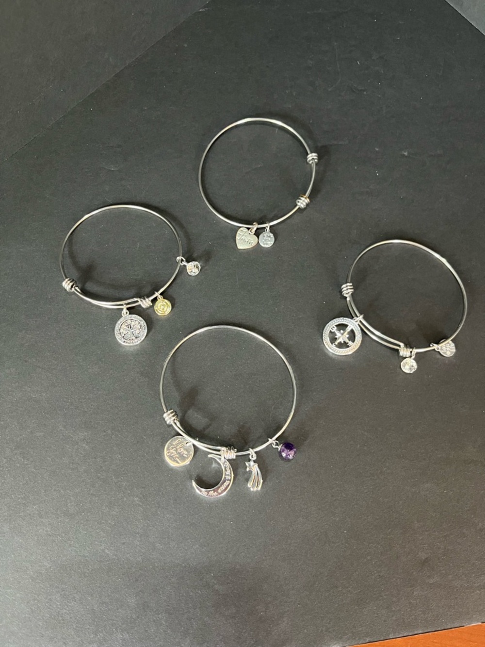 Love This Life bangle charm bracelet silver tone Bundle of 4